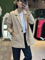 İçi Astarlı Oversize Kaşe Ceket