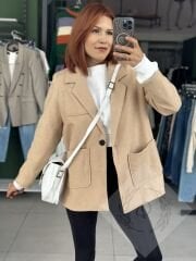 İçi Astarlı Oversize Kaşe Ceket