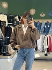 Süet Vintage Bomber Ceket