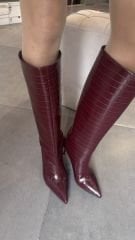 Kroko Desen Bordo Çizme