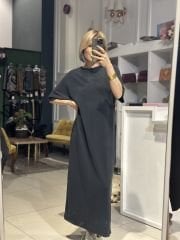 Modal Kumas Yirtmaçli Elbise