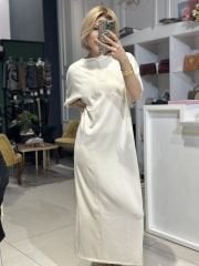 Modal Kumas Yirtmaçli Elbise