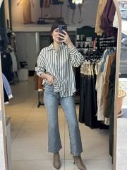 Çizgili Oversize Gömlek