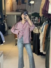 Çizgili Oversize Gömlek