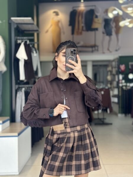 Sırt Nakışlı Püskül Detay Vintage Gömlek